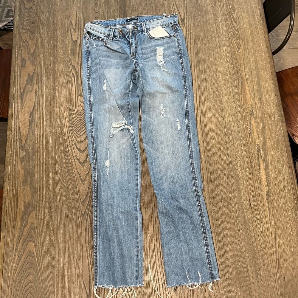 Metaphor Straight Leg Light Wash Distressed Jeans Size 2